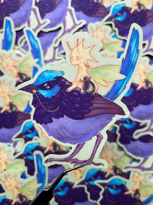 Fairy Wren Glitter Sticker