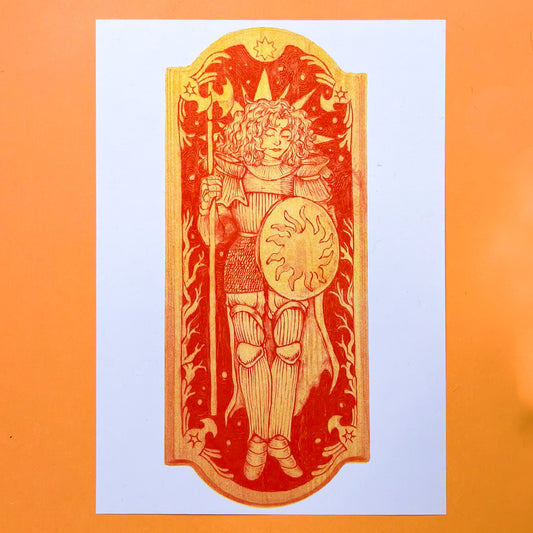 Solar Knight Risograph Print