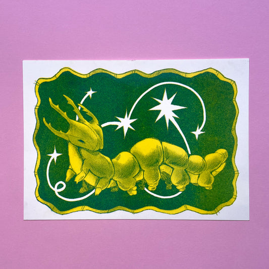 Caterpillar Risograph Print