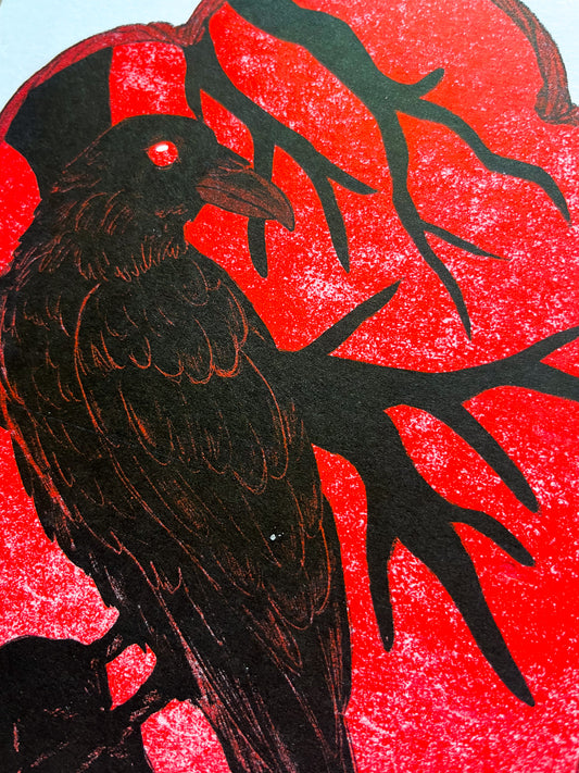 Raven Risograph Print