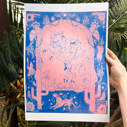 Mythic West Risograph Print