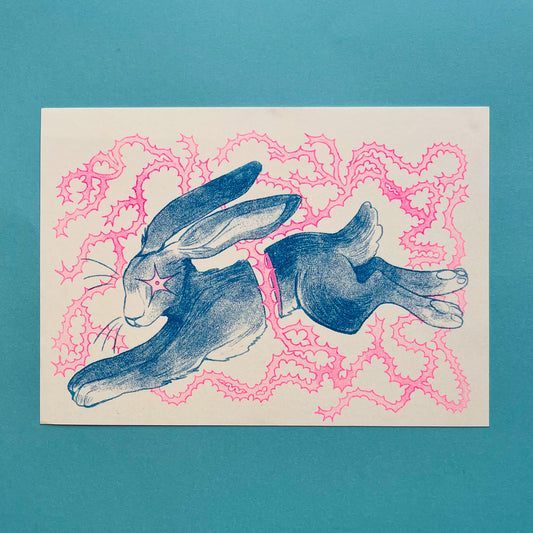 Barbed Hare Risograph Print