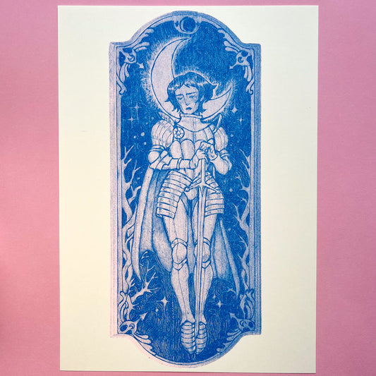 Lunar Knight Risograph Print